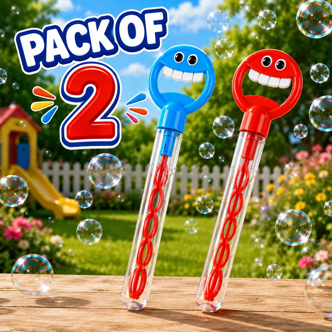 32 Hole Smiling Face Bubble Stick For Kids (HY-111)