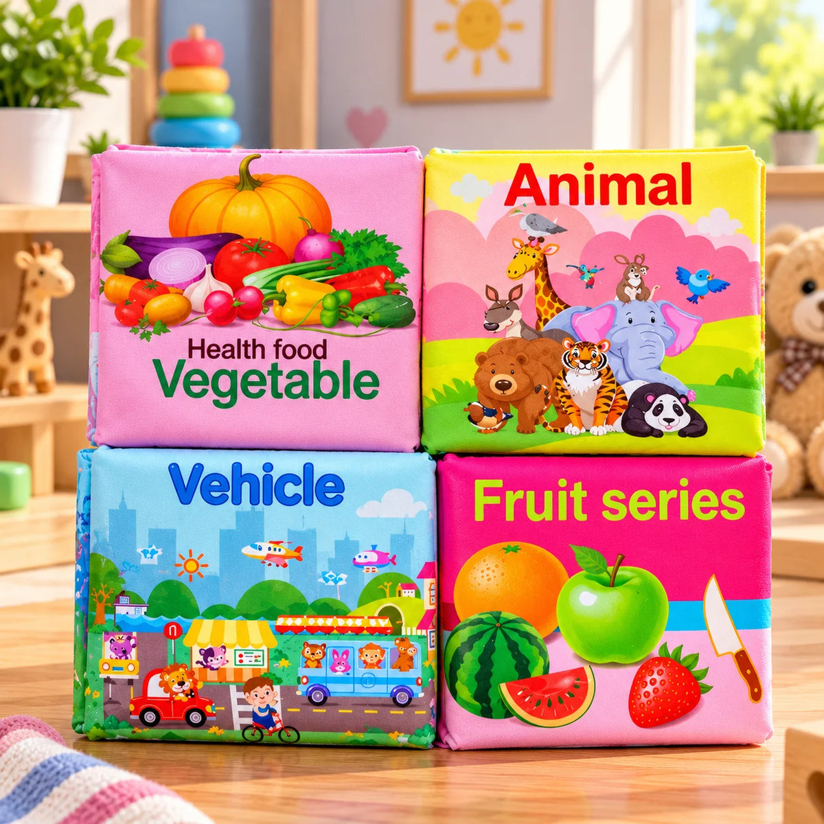 3D Early Education Cloth Book for Kids – Fruits,Animal,Vegetable and Vehicle Learning Book