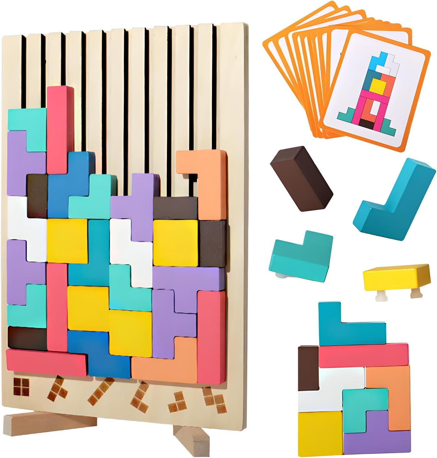 Wooden Educational & Colorful Geometric Versatile Blocks