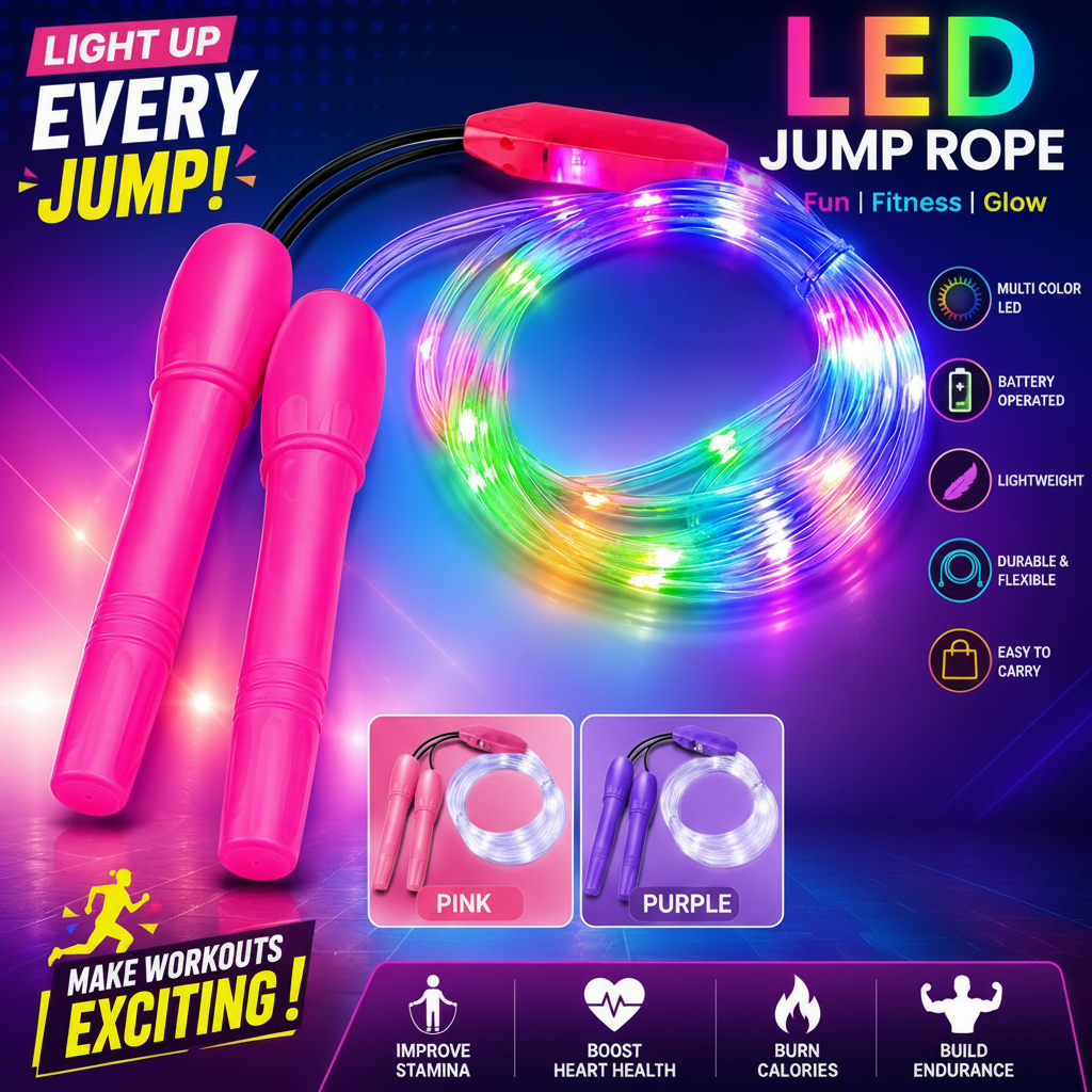 LED Light Up Jump Rope for Kids and Adults (Random Color | 23270)