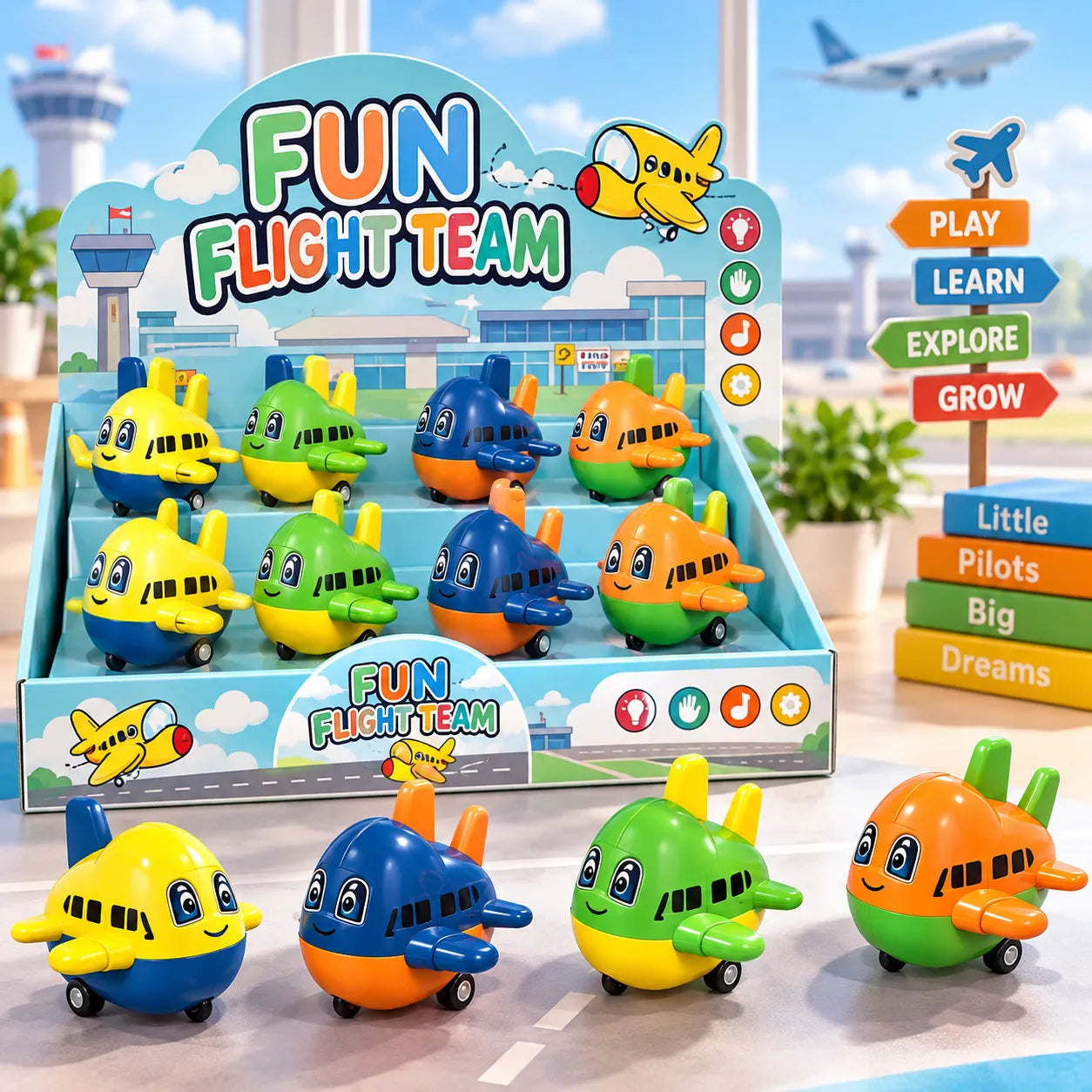 Kids Colorful Pull-Back Airplane Toy