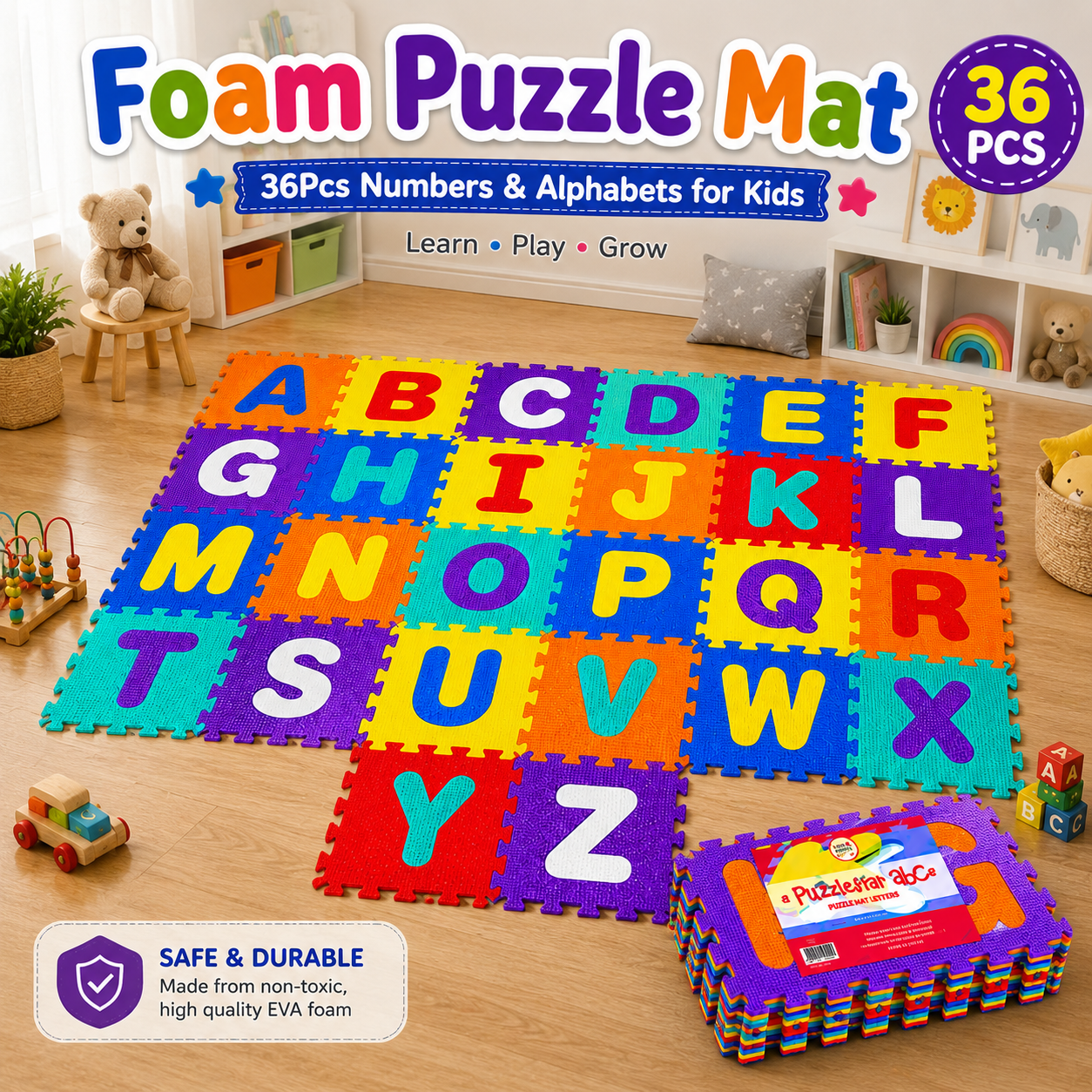 Alphabet, Numbers, Signs & Shape Foam Puzzle Mat for Kids (EM-12/36)