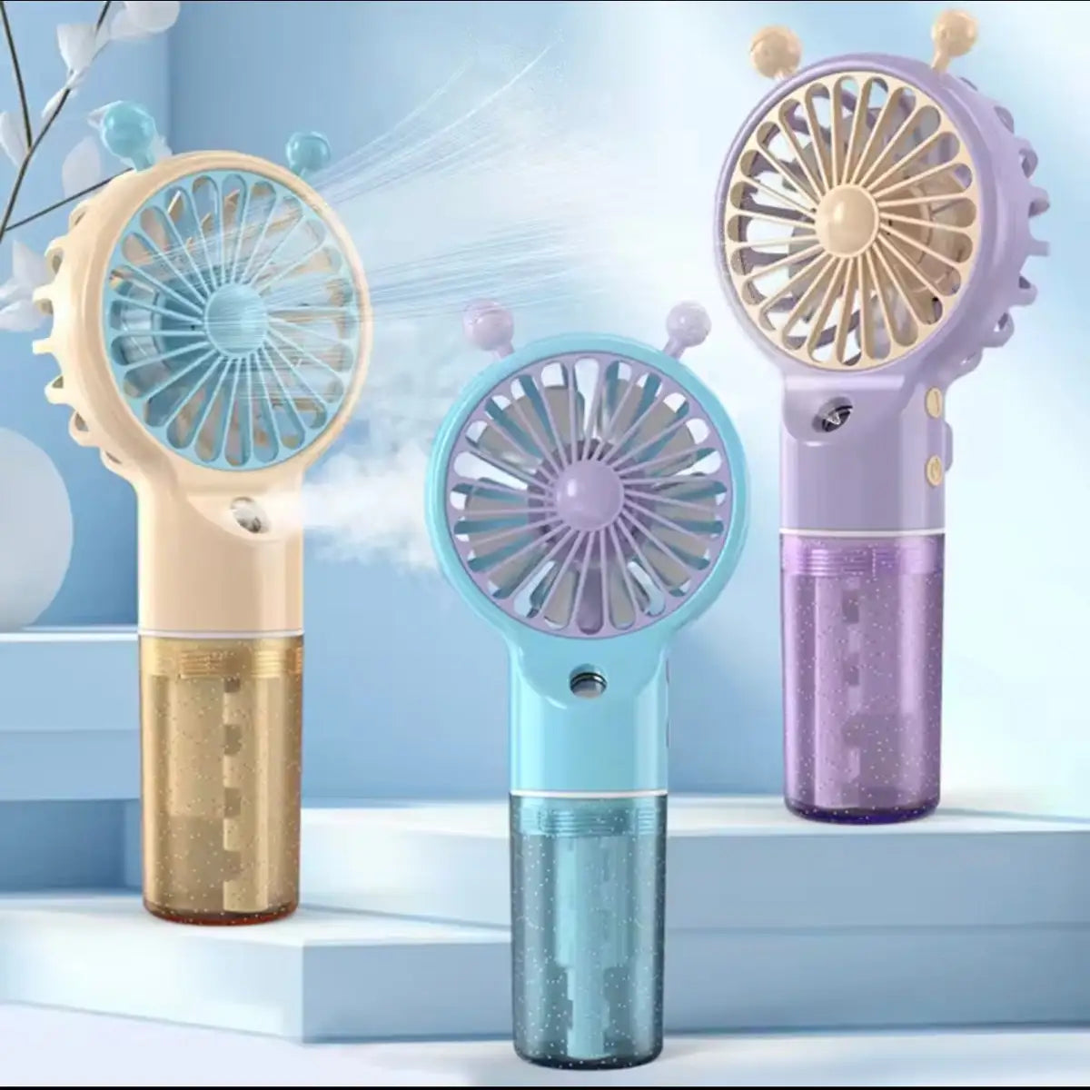 Spray Mini Rechargeable Cooling Fan with handheld mist spray for summer cooling