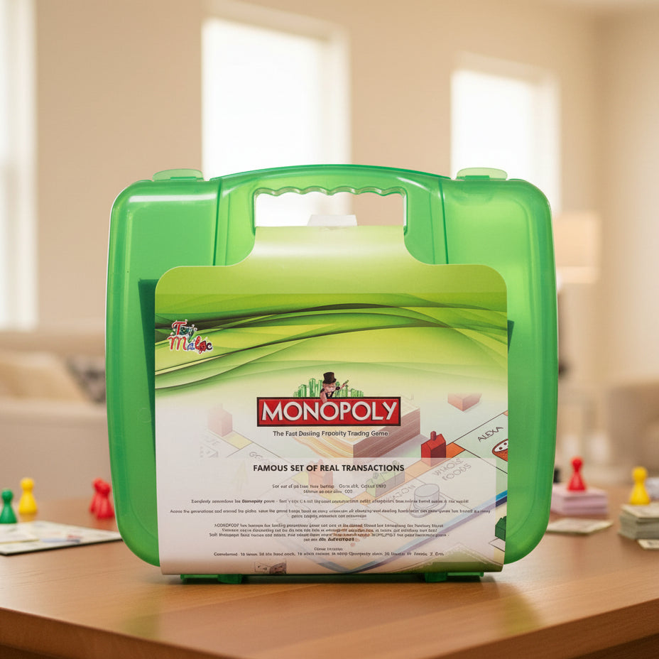 Monopoly board game for kids and family, portable briefcase edition travel game