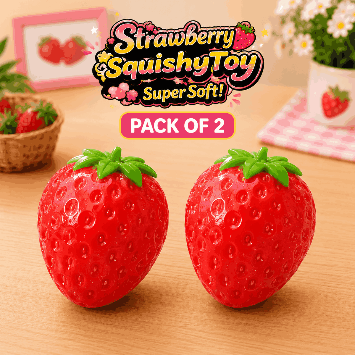 Kawaii Strawberry Squishy Fidget Stress Relief Toy