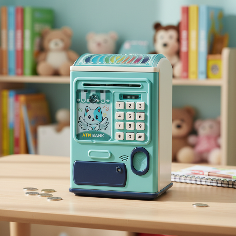 Electronic ATM Piggy Bank for Kids with Fingerprint & Password (MD8865)