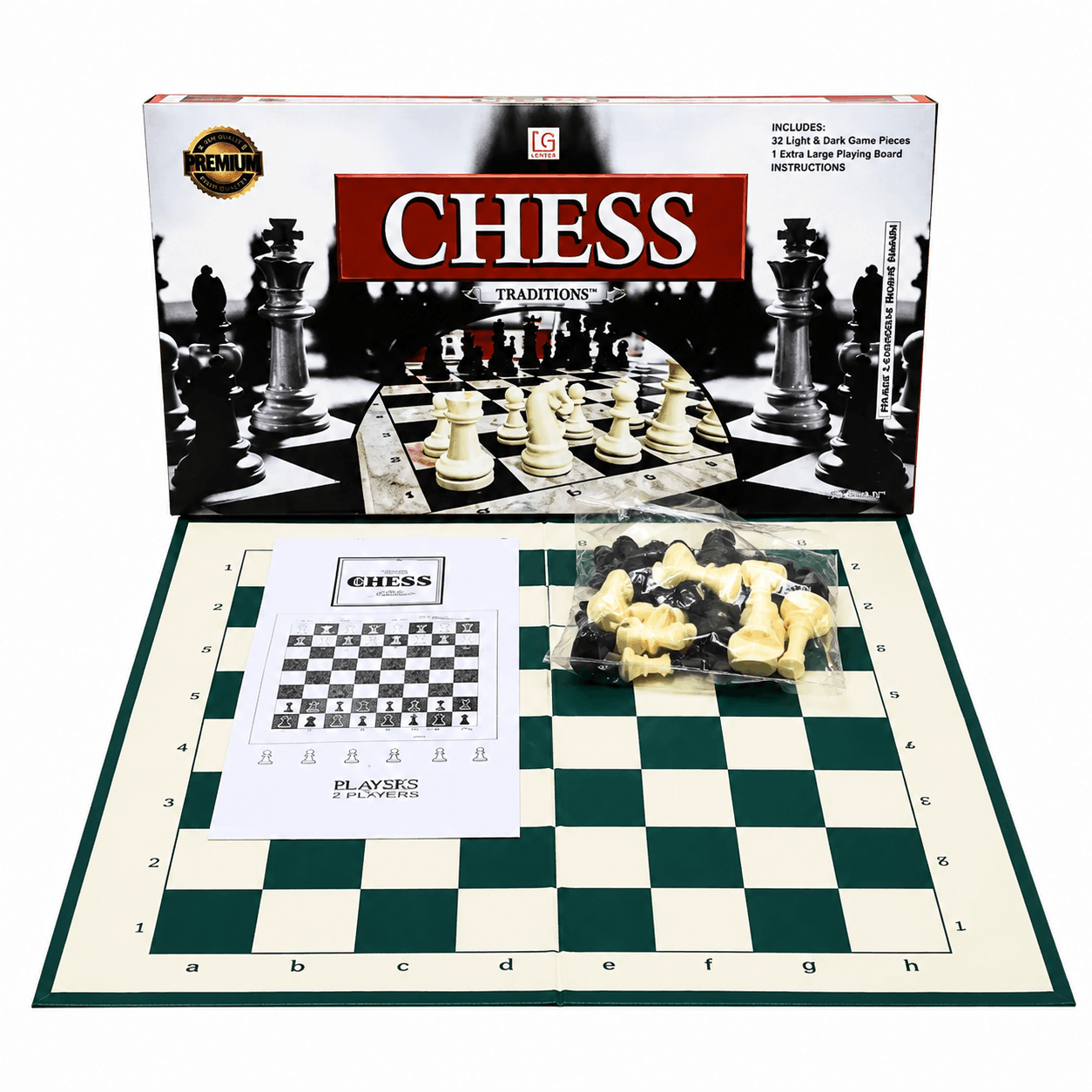Classic Chess Board Game Set for Kids with 18 Inch Laminated Board and 32 Pieces