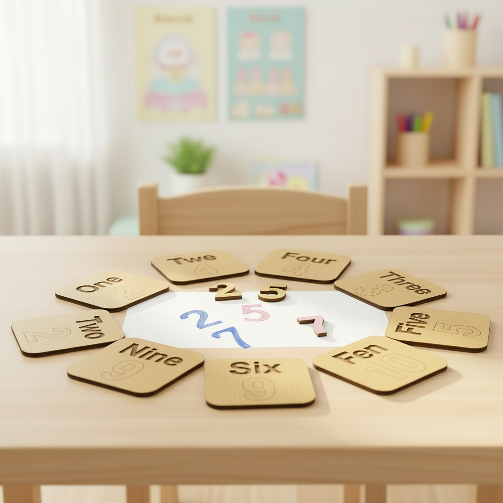 3-in-1 Wooden Urdu, English Alphabet & Numbers Stencils Set