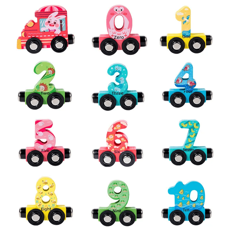 Wooden Digital Number Train Toy Set Colorful Educational Counting Toy