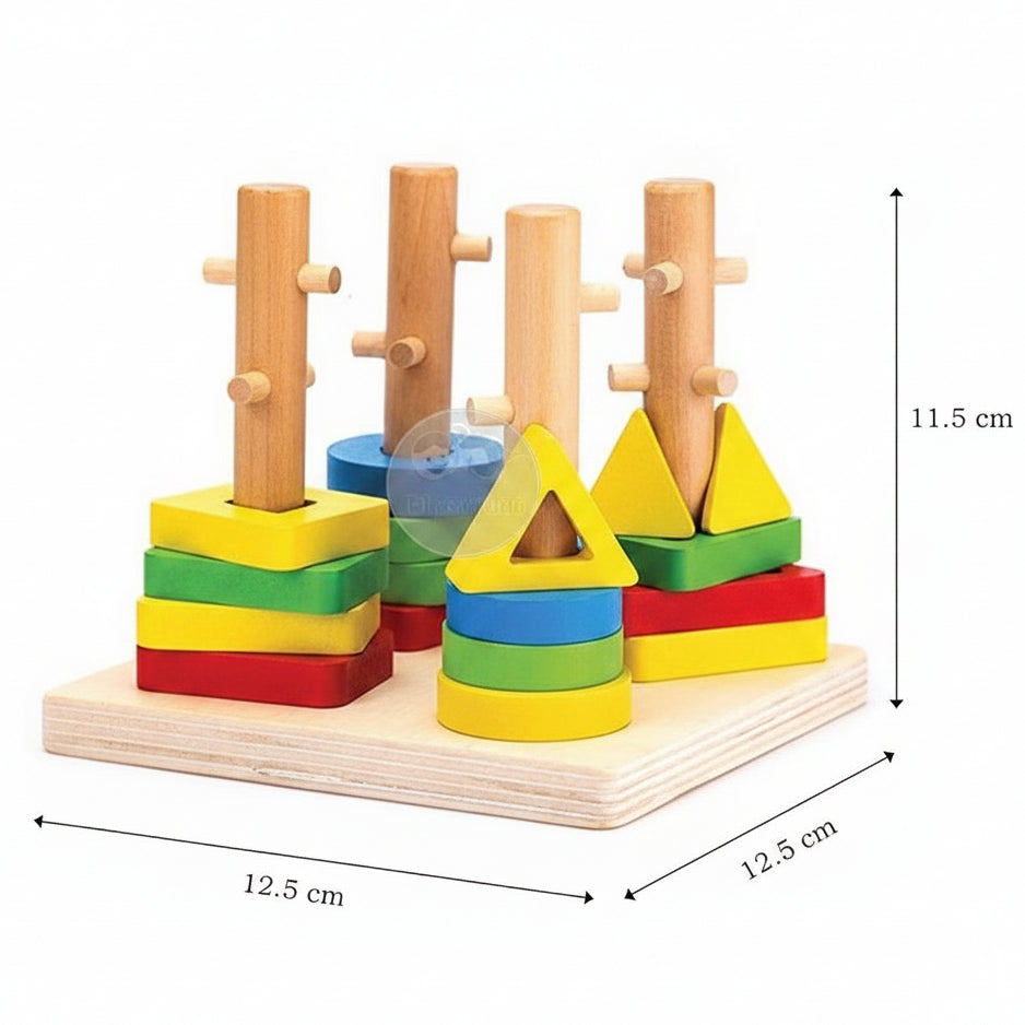 Geometric Shapes 4 Columns Stacking Puzzle For Kids (2025-53)
