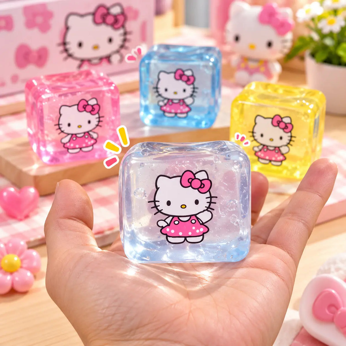 Hello Kitty Cube Squishy Stress Relief Toy with a cute character design