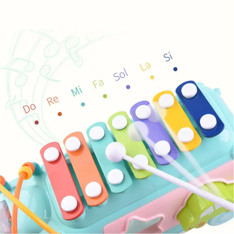 3 in 1 Music Xylophone Learning Bus for Kids (Random Color)