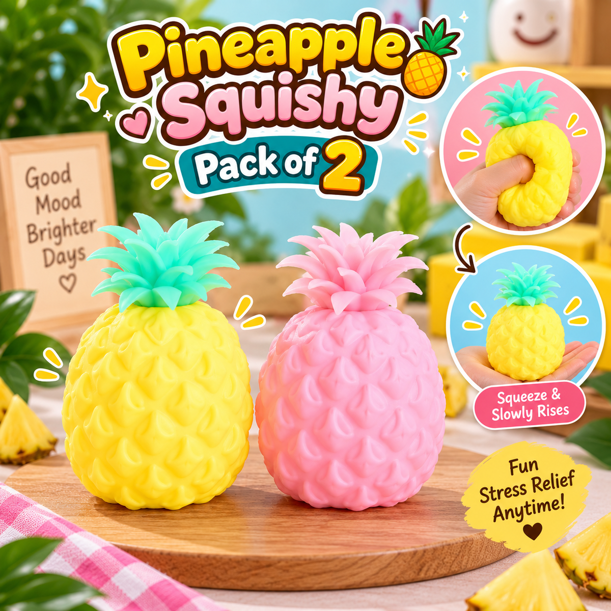 Cute Pineapple Squishy Stress Relief Toy Soft Squeeze Sensory Fidget Toy