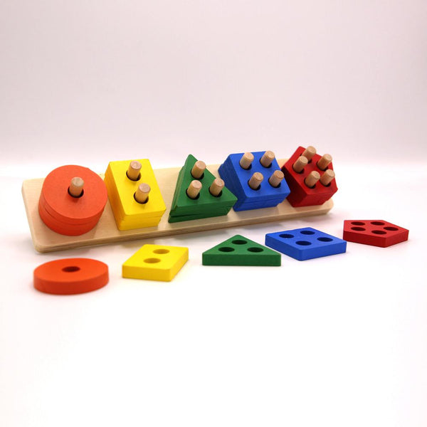 Wooden Geometric Shape Blocks For Kids - 5 Shapes | 2025-11