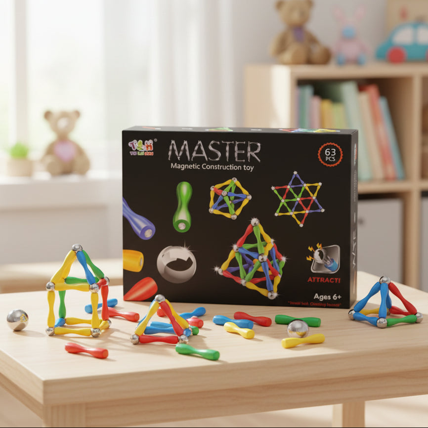 3D Magnetic Sticks Construction Set - 63 PCS (TLH-C3)