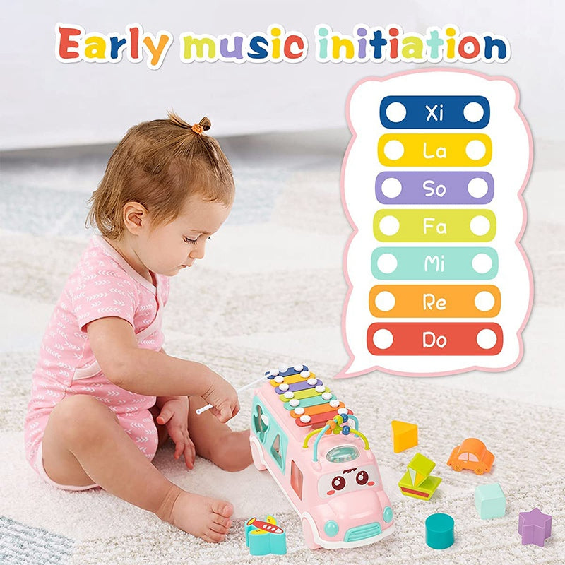 3 in 1 Music Xylophone Learning Bus for Kids (Random Color)