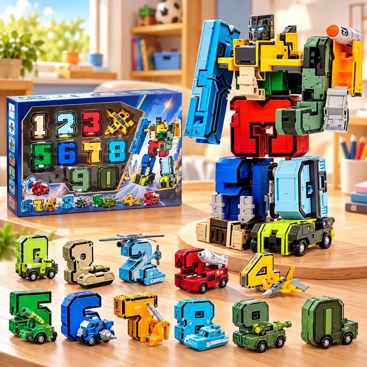 Transforming Robot Car Toy with Number Figures for Kids (727-1 / 727-79)