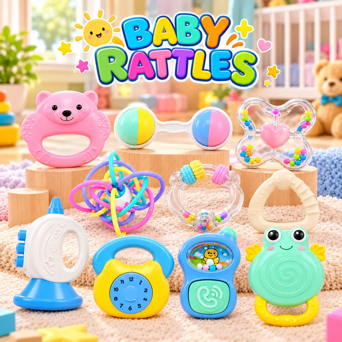 10 Pcs Colorful Baby Hand Rattle Set (KD225-83)