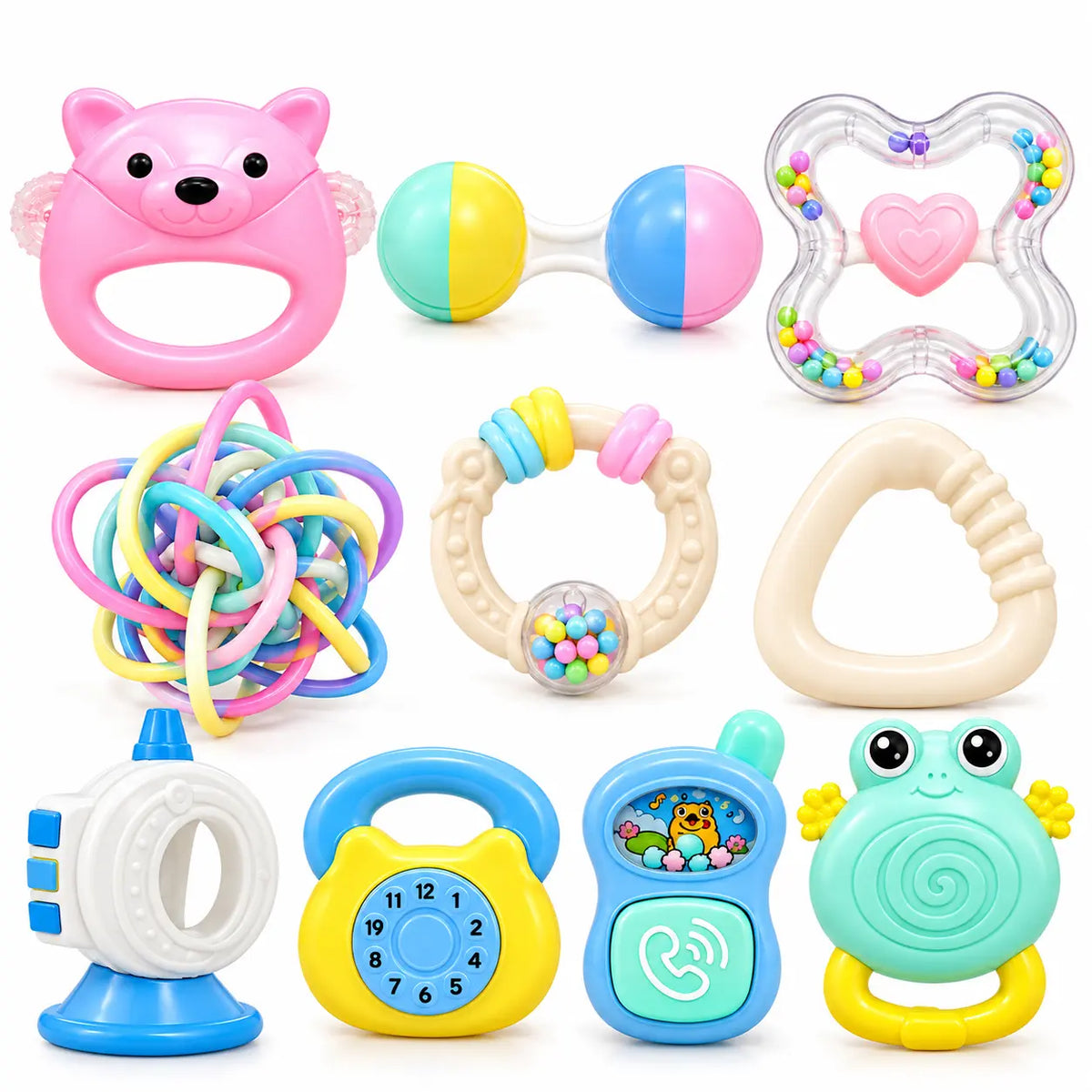 10 Pcs Colorful Baby Hand Rattle Set (KD225-83)