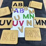Puzzle Wooden Urdu, English Alphabet & Numbers Stencils Set