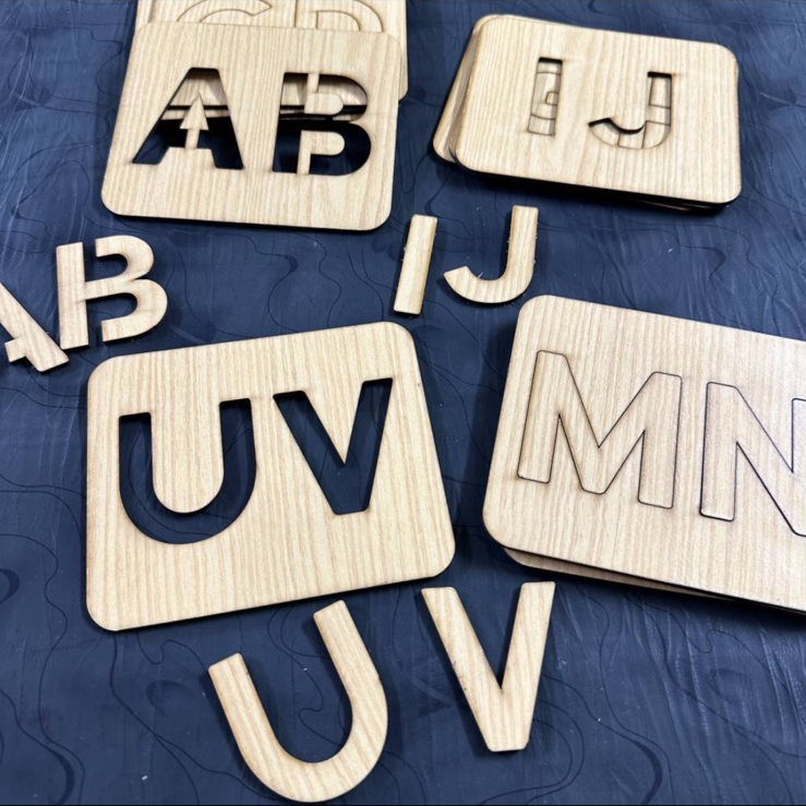 Puzzle Wooden Urdu, English Alphabet & Numbers Stencils Set