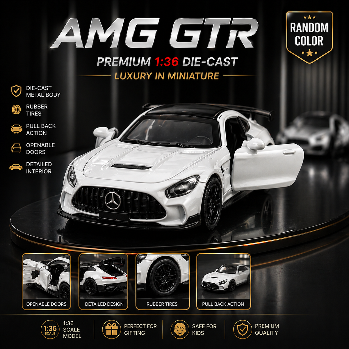 Mercedes AMG GTR Premium 1:36 Die-Cast (Random Color | W36888)