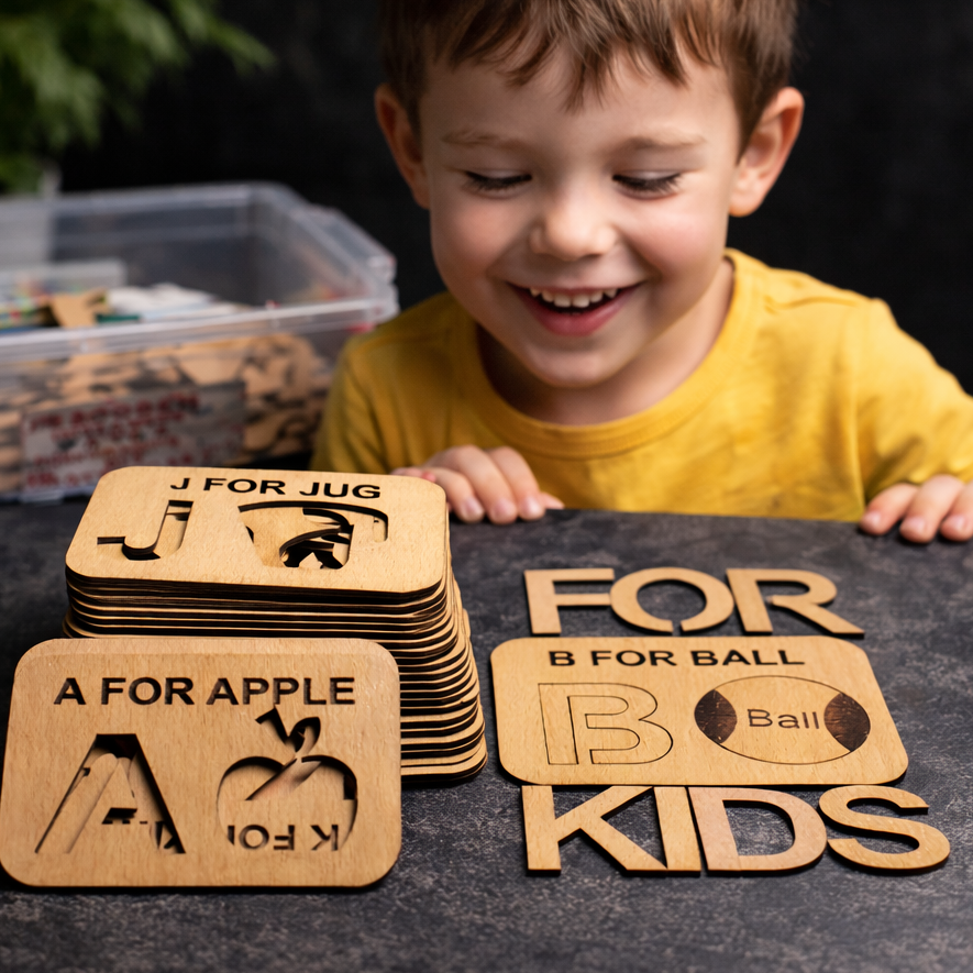Educational Drawing Alphabets & Puzzles Stencils Set