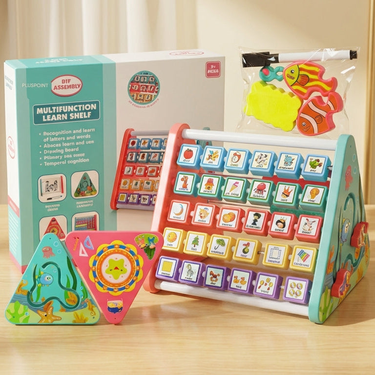 5-in-1 multifunction learning activity shelf for kids