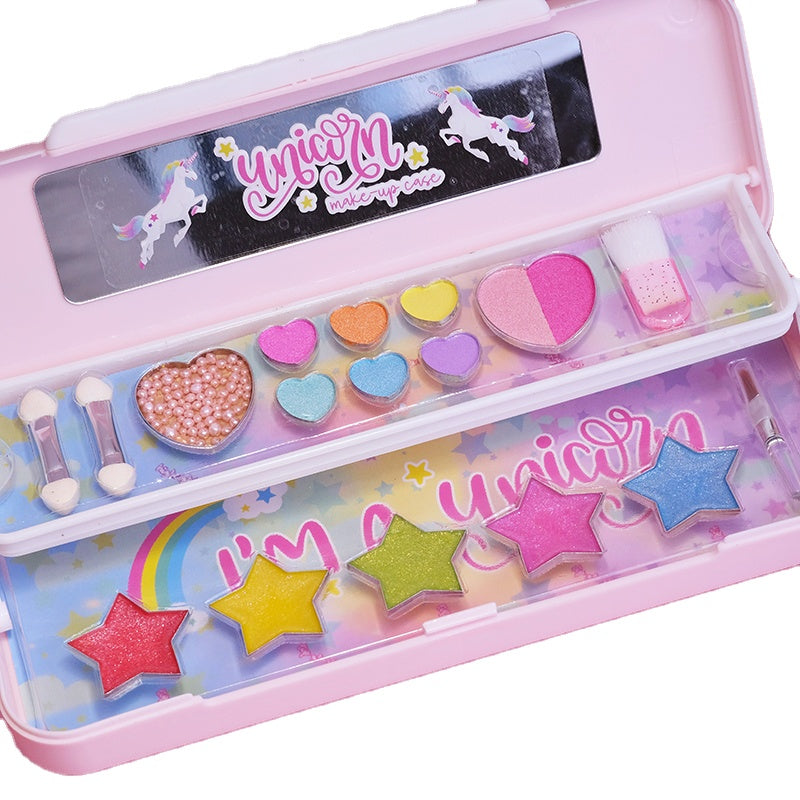 Kids Makeup & Stationery Box – 2-in-1 Pencil Case with Washable Eyeshadow Set (2962F)