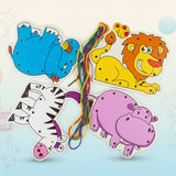 Wooden Animal Lacing Puzzle – Threading & Matching Toy for Kids (Random Animals) | 2025-34