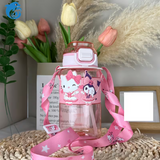 Straw Water Bottle with Pop-Up Lid & Strap (029-52)