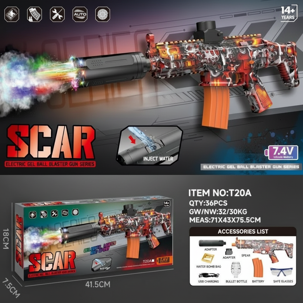 Automatic Scar-L Gel Blaster Gun Toy For Kids (T20A)