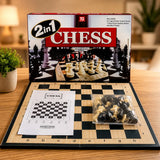 2 in 1 Chess & Draughts Wooden Board Game Set for Kids & Family (1258)
