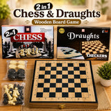 2 in 1 Chess & Draughts Wooden Board Game Set for Kids & Family (1258)