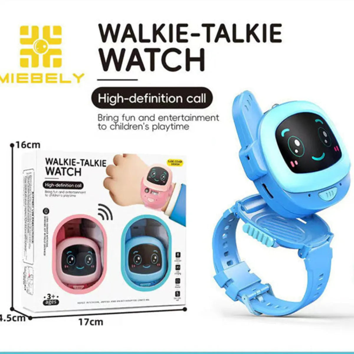 2-in-1 digital smart walkie-talkie watch for kids with rechargeable battery and built-in compass