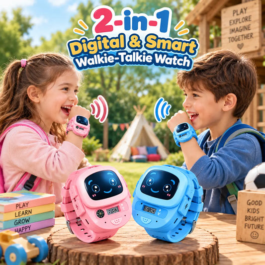 2-in-1 digital smart walkie-talkie watch for kids with rechargeable battery and built-in compass