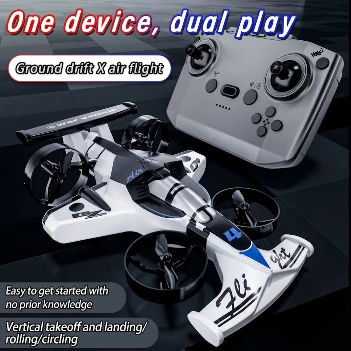 2-in-1 RC Drift Car & Flying Drone Toy for Kids (CZ04)