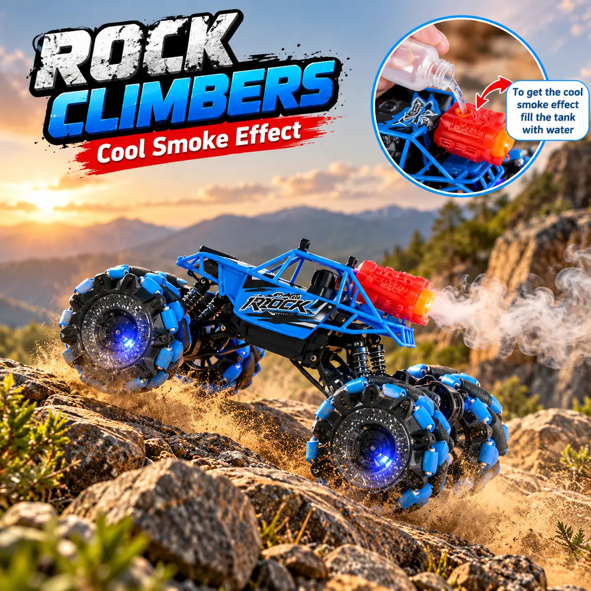 2.4GHz RC Stunt Climbing Truck with Smoke & LED Lights