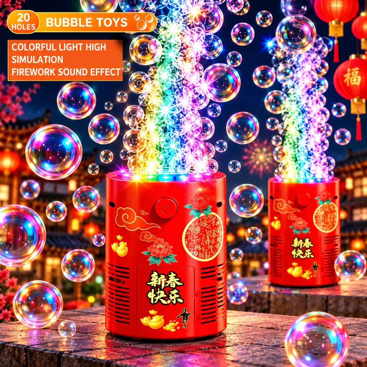 20 Hole Automatic Bubble Machine for Kids – LED Light Bubble Maker Toy (333-23)