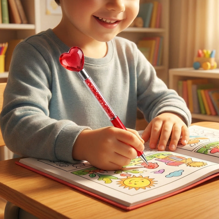 Red Heart-Shaped Pen For Kids (9045)