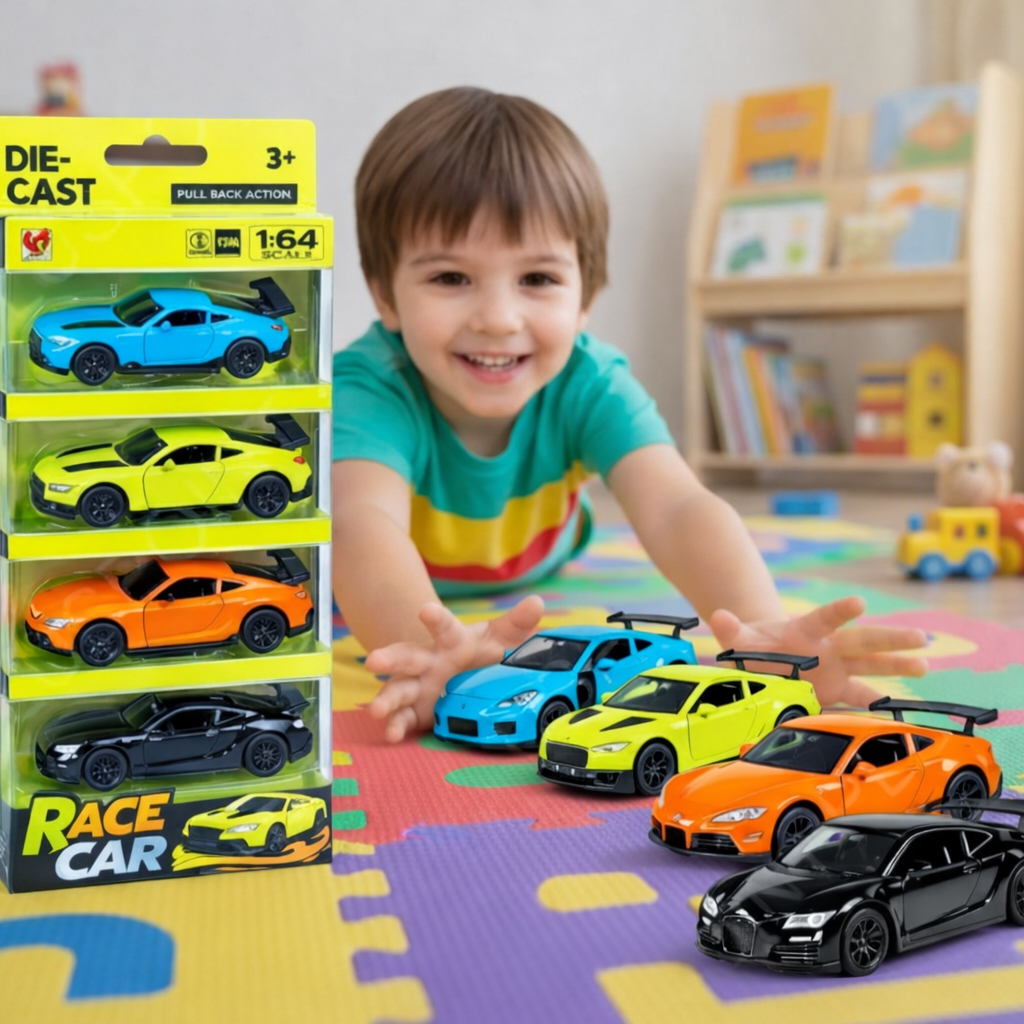Die-Cast Pull Back Race Car Set - Toynix