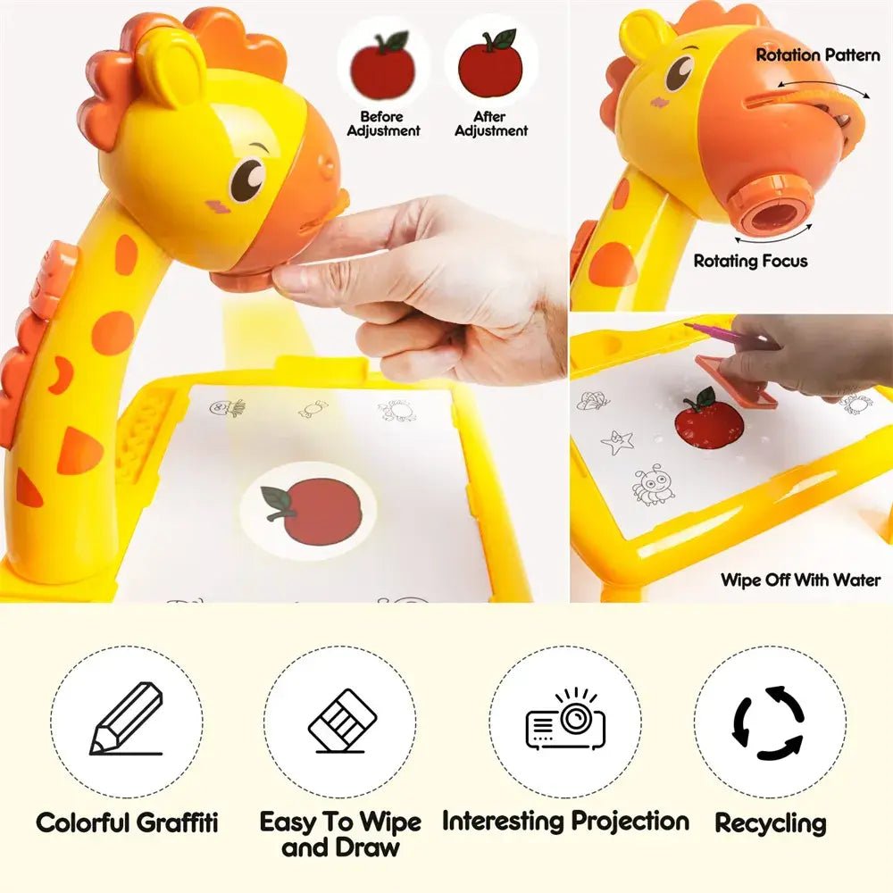 3 In 1 Kids Painting Drawing Activity Kit Projector Table (Random Color) - Toynix