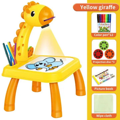 3 In 1 Kids Painting Drawing Activity Kit Projector Table (Random Color) - Toynix