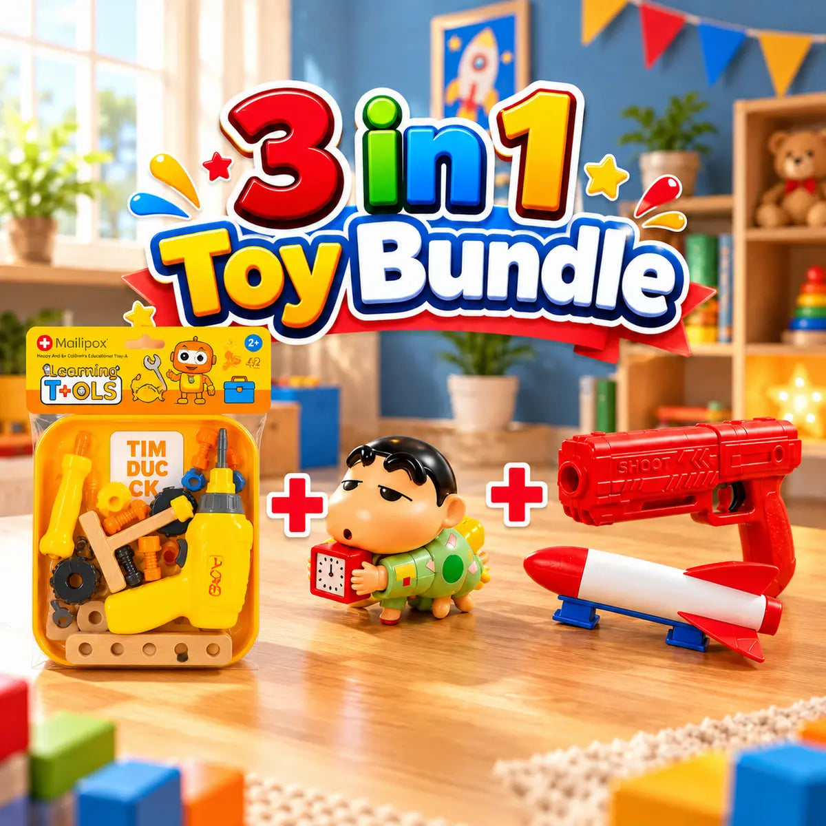 3-in-1 Kids Fun & Adventure Toy Bundle (M3069-78/FM-24/A1260)