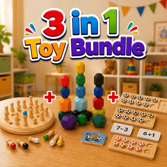 3-in-1 Wooden Learning & Brain Games Bundle for Kids