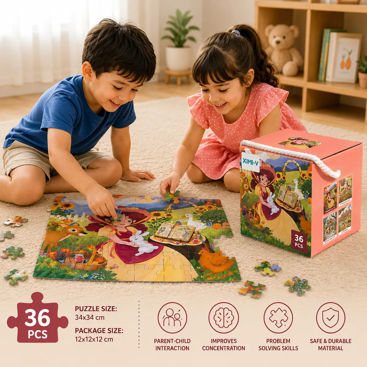 36 Pcs Wonderful Flower Fate Puzzle for Kids (88588)