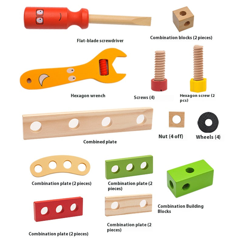 Wooden Tool Kit (29 PCS) – Kids Nut & Bolt Puzzle Educational Construction Toy (2025-38)