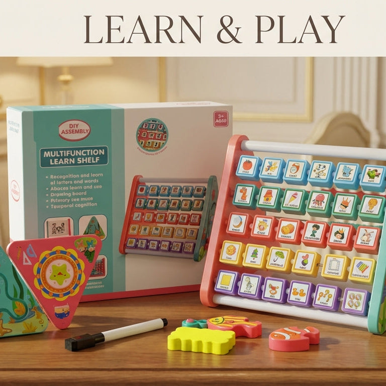 5-in-1 multifunction learning activity shelf for kids
