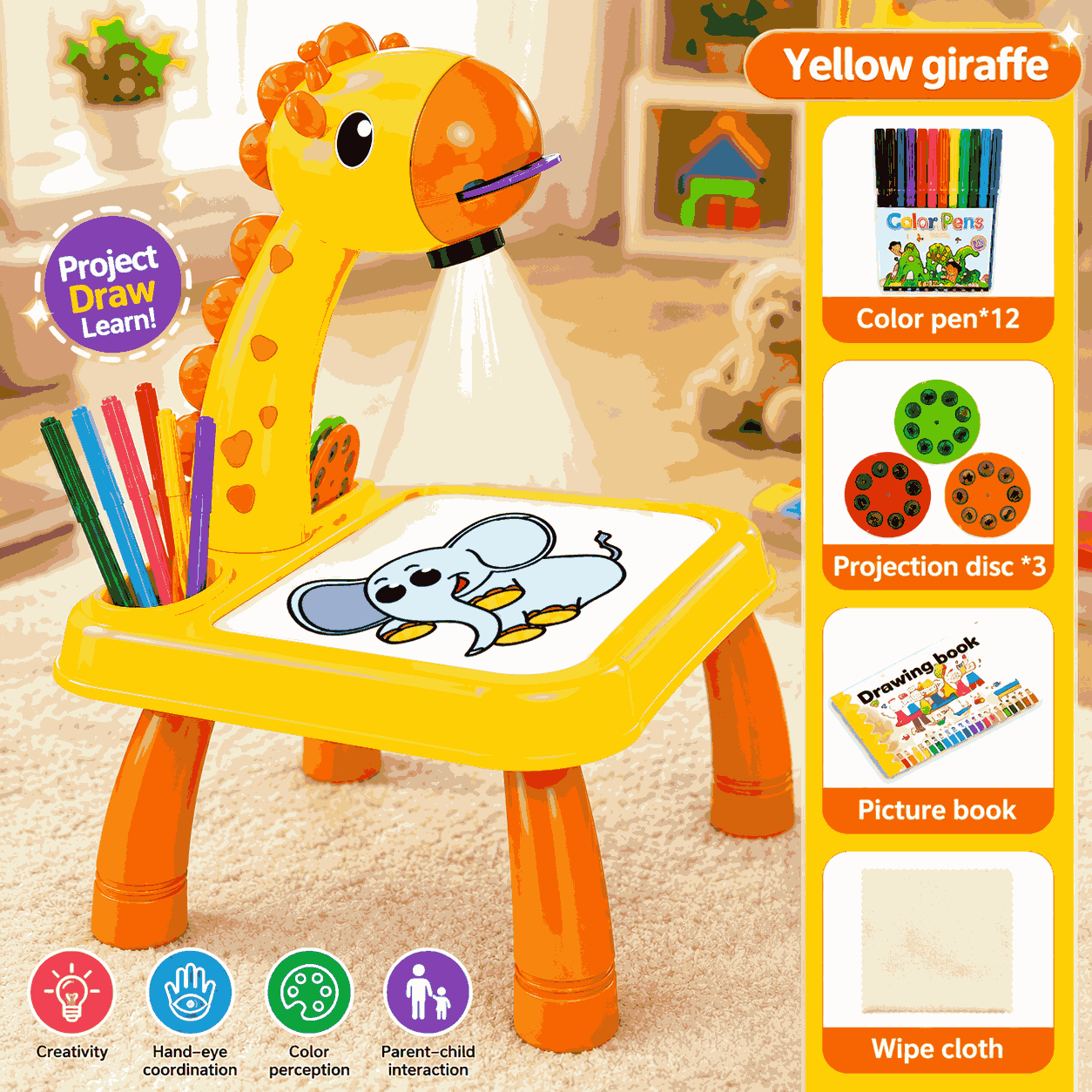 3-in-1 Kids Drawing Projector Table with Drawing and Tracing Board