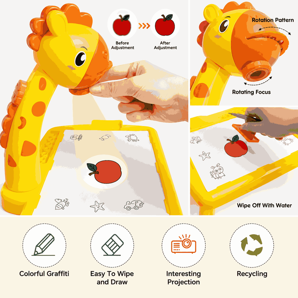 3 In 1 Kids Drawing Projector Table (Random Color)